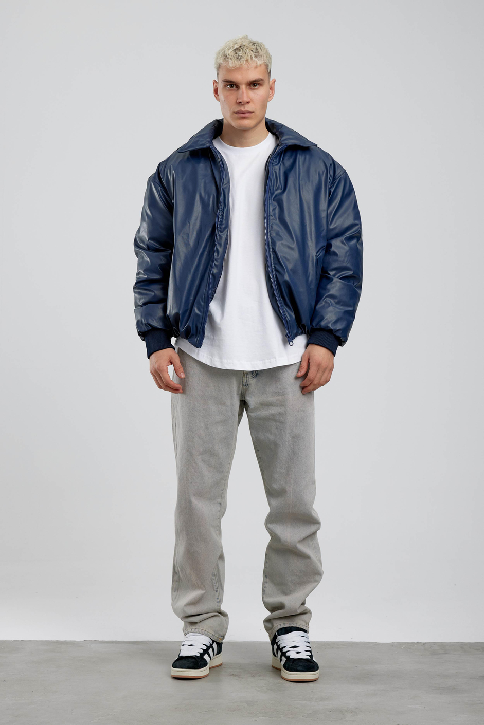 İndigo Bomber Deri Mont
