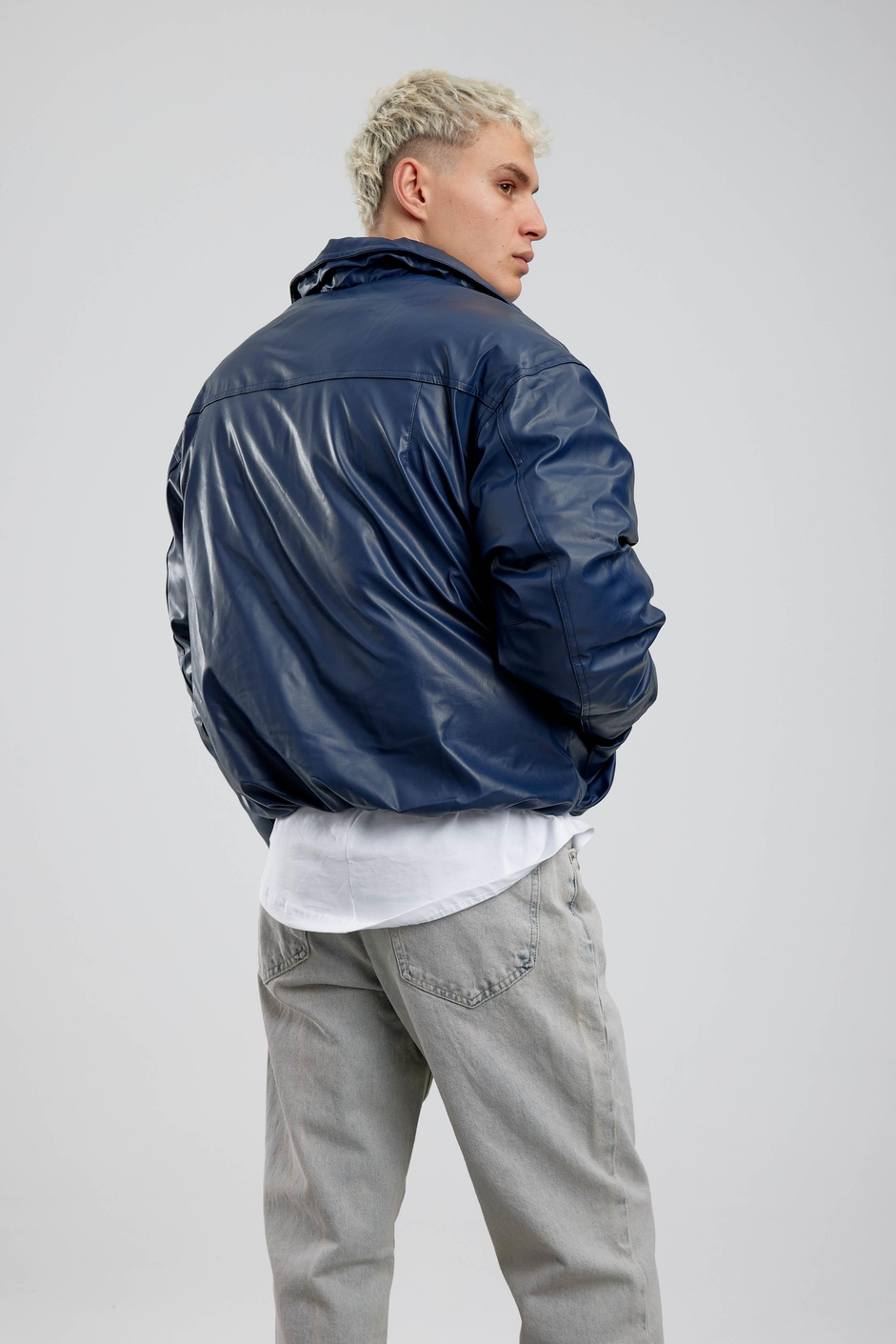 İndigo Bomber Deri Mont