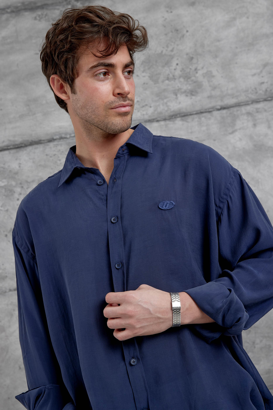 Indigo Modal Kumaş Oversize Gömlek