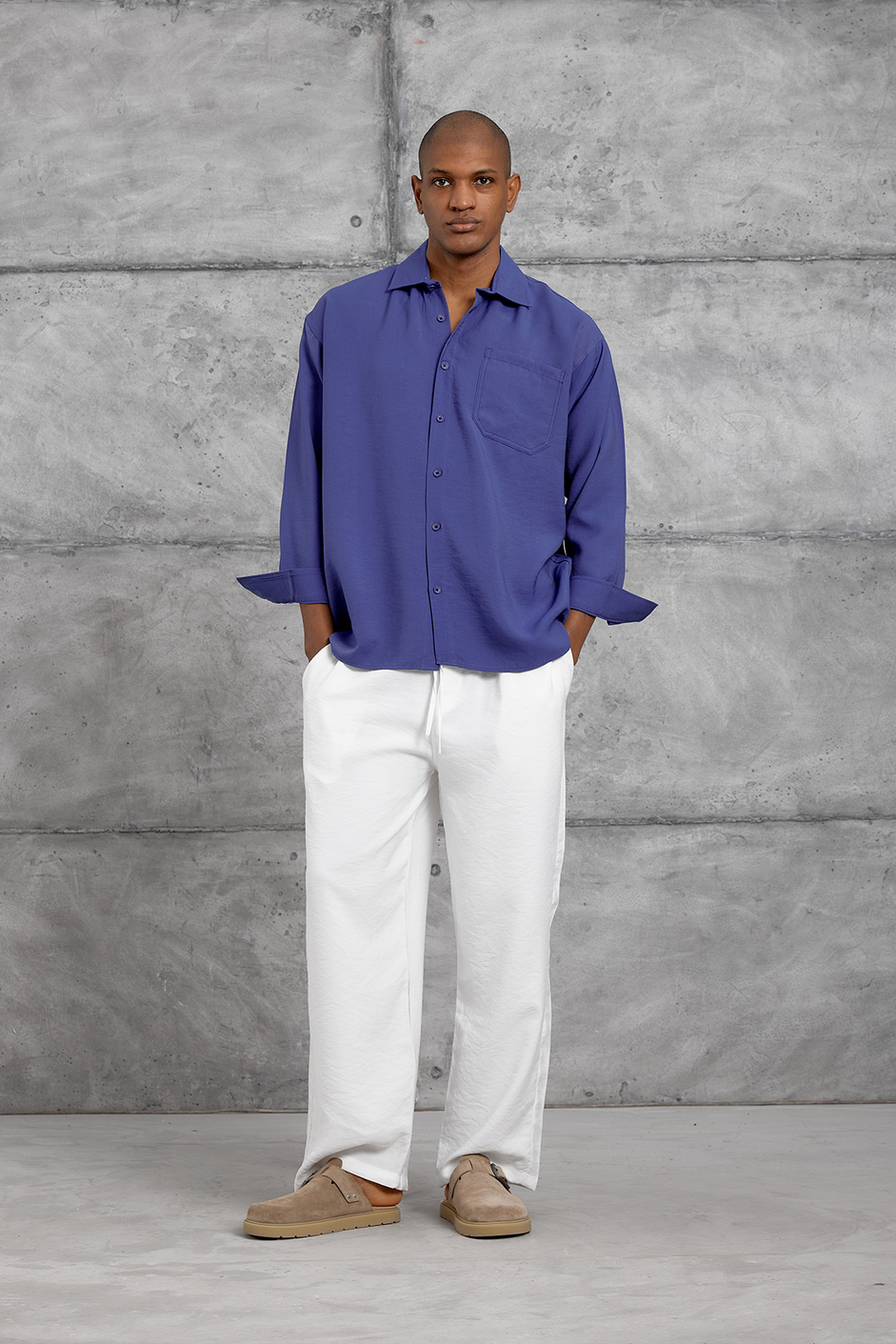 Indigo MODAL KUMAŞ OVERSIZE GÖMLEK
