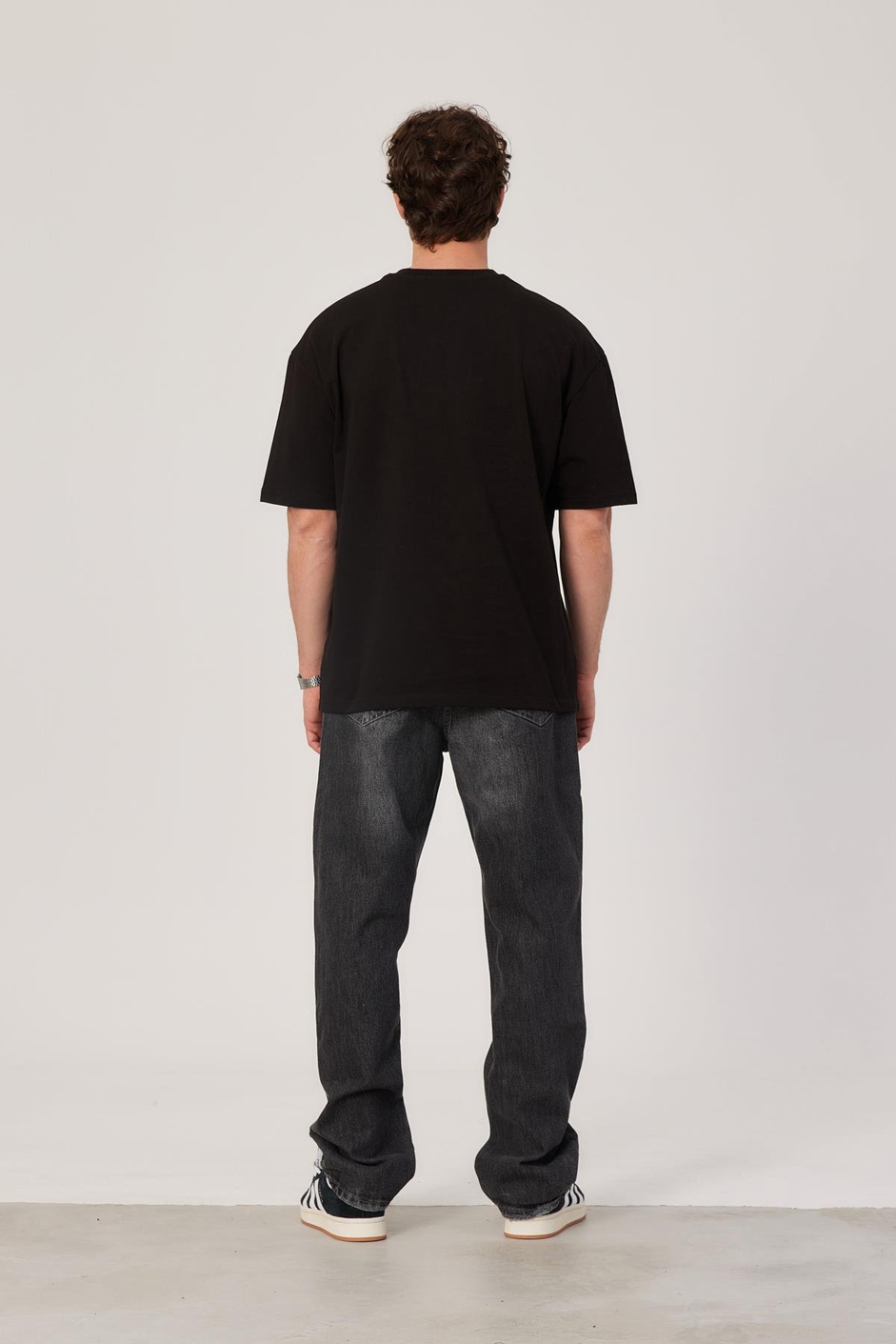 İskelet Baskılı Siyah Tshirt