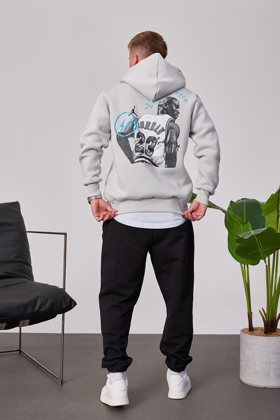 Jordan 23 Gri Kapüşonlu Sweatshirt