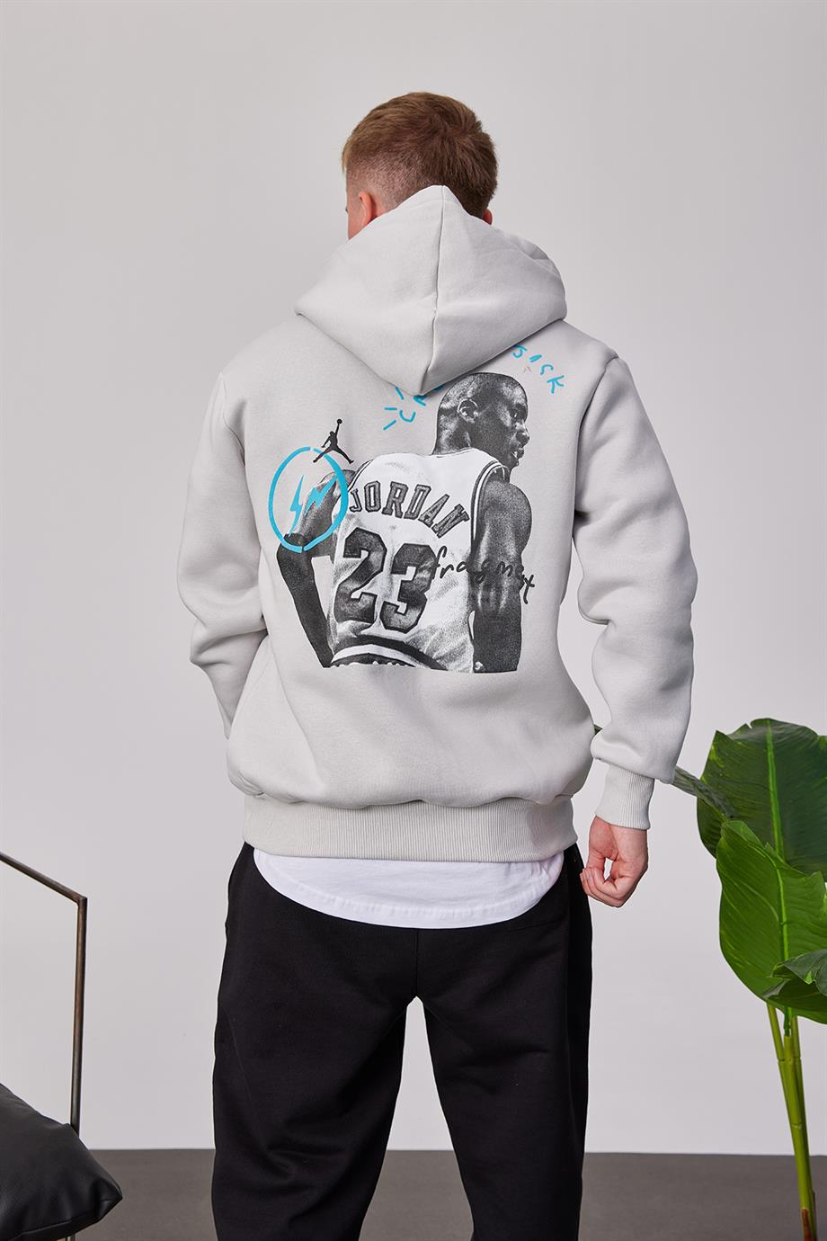 Jordan 23 Gri Kapüşonlu Sweatshirt
