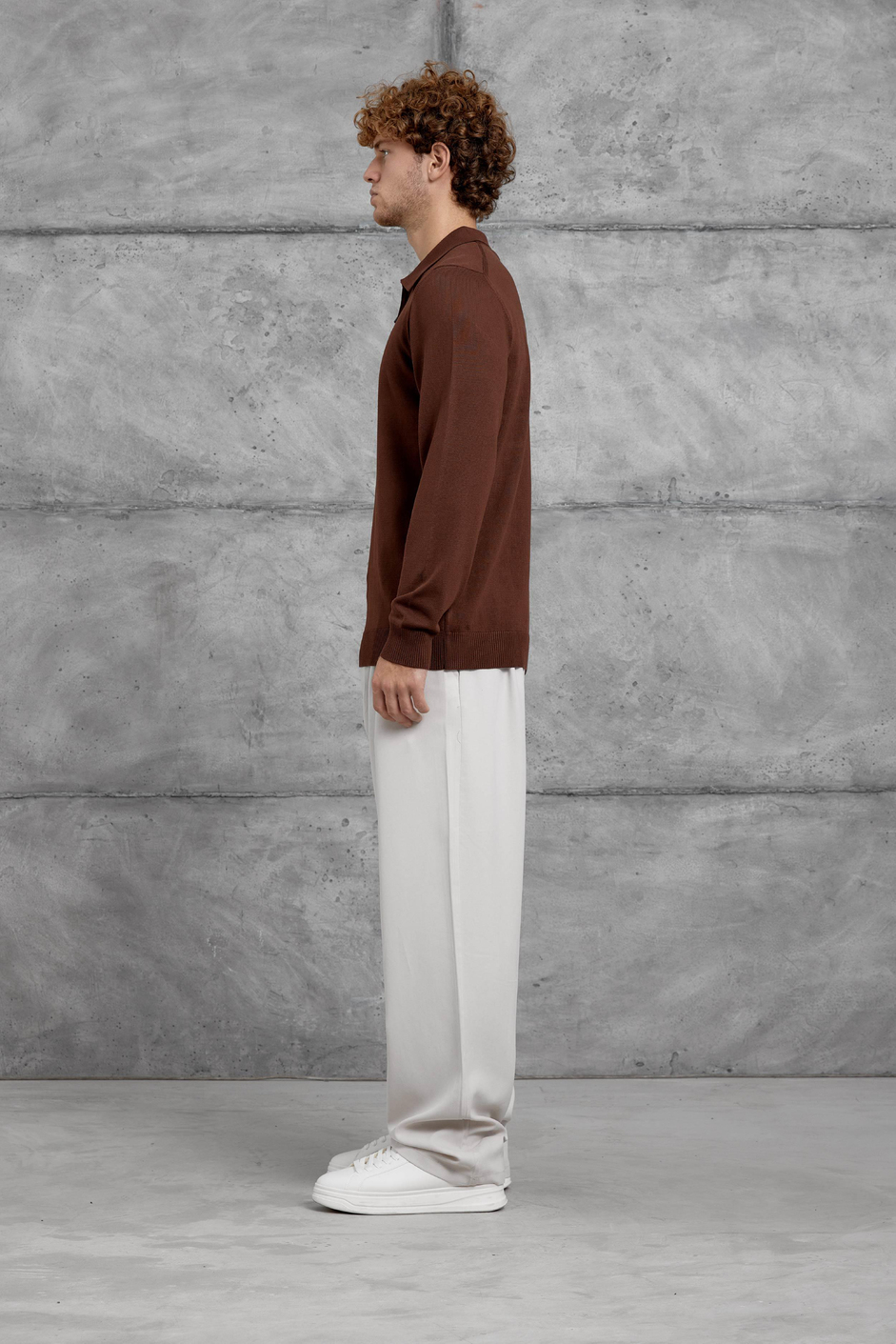Kahverengi 251 YARIM FERMUARLI POLO YAKA BASIC TRIKO