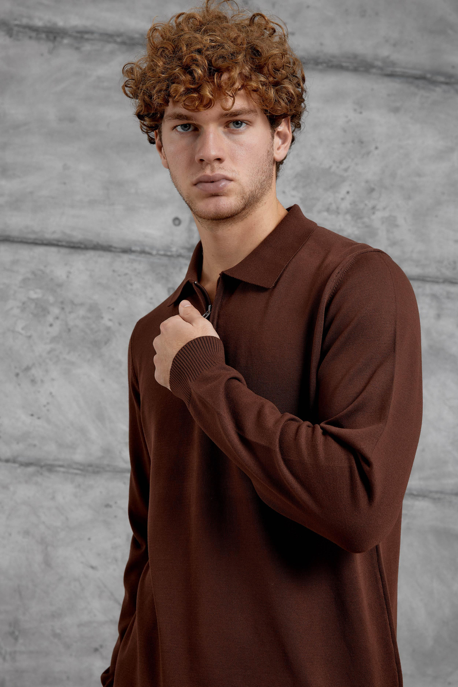 Kahverengi 251 YARIM FERMUARLI POLO YAKA BASIC TRIKO