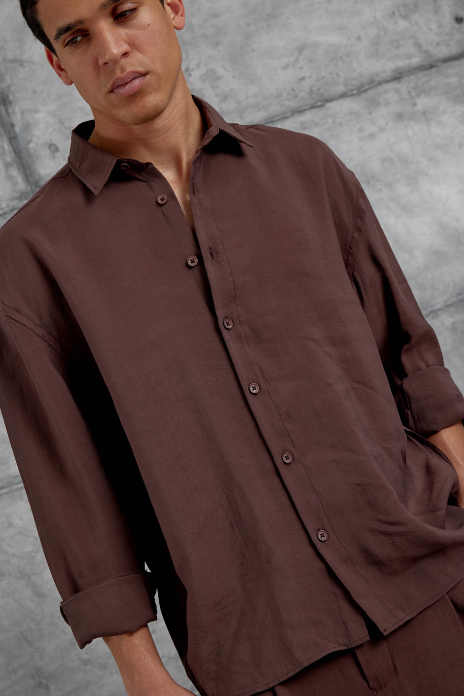 Kahverengi 512 Modal Kumaş Oversize Takım Alt Üst