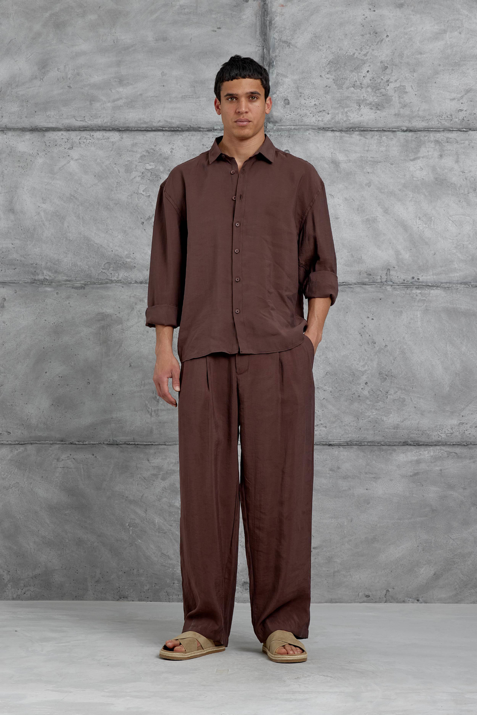 Kahverengi 512 Modal Kumaş Oversize Takım Alt Üst