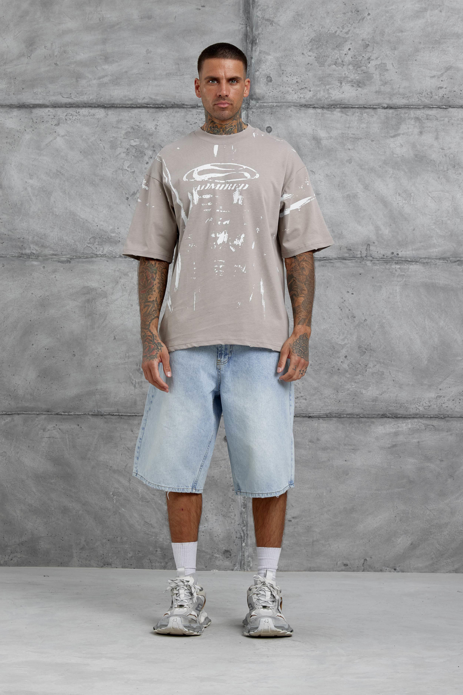 Kahverengi Admired Baskılı Oversize Tshirt