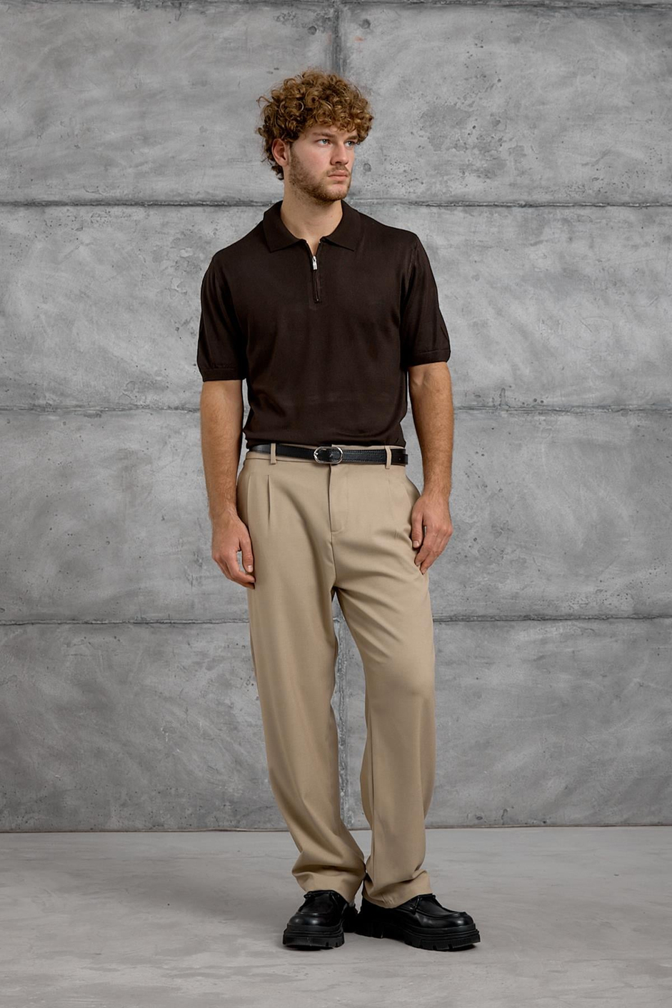 Kahverengi DP FERMUARLI POLO TSHIRT