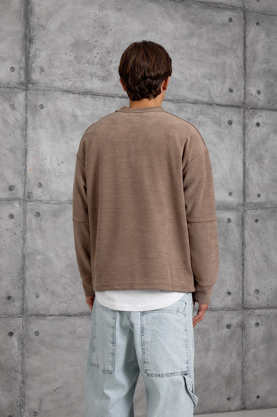 Kahverengi DREAMS BASKI DOKUMA KUMAŞ OVERSIZE SWEATSHIRT