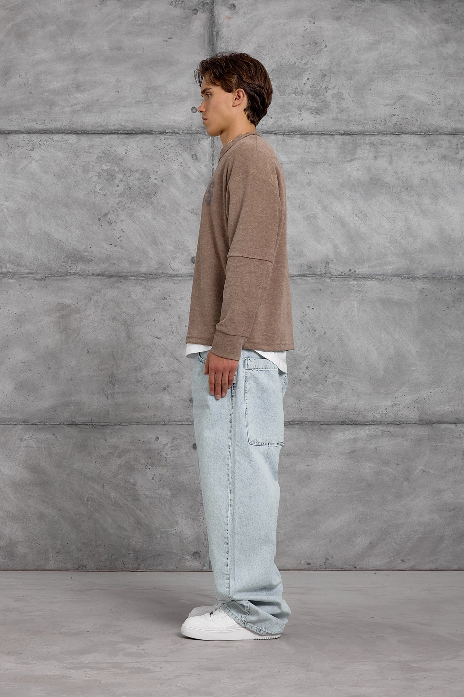 Kahverengi DREAMS BASKI DOKUMA KUMAŞ OVERSIZE SWEATSHIRT