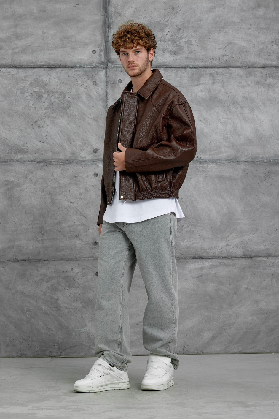 Kahverengi Nmrc Oversize Deri Ceket