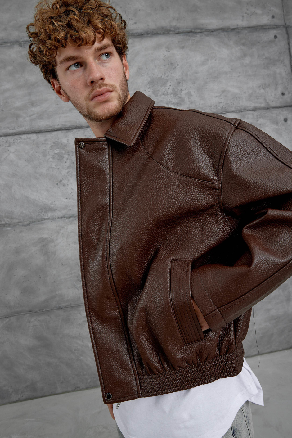 Kahverengi Nmrc Oversize Deri Ceket