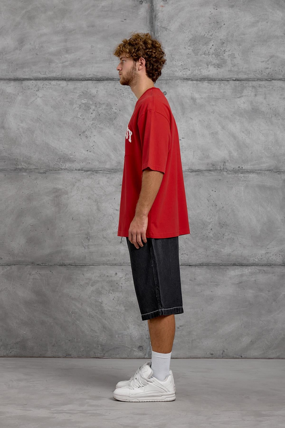 Kırmızı EASY BASKI OVERSIZE TSHIRT