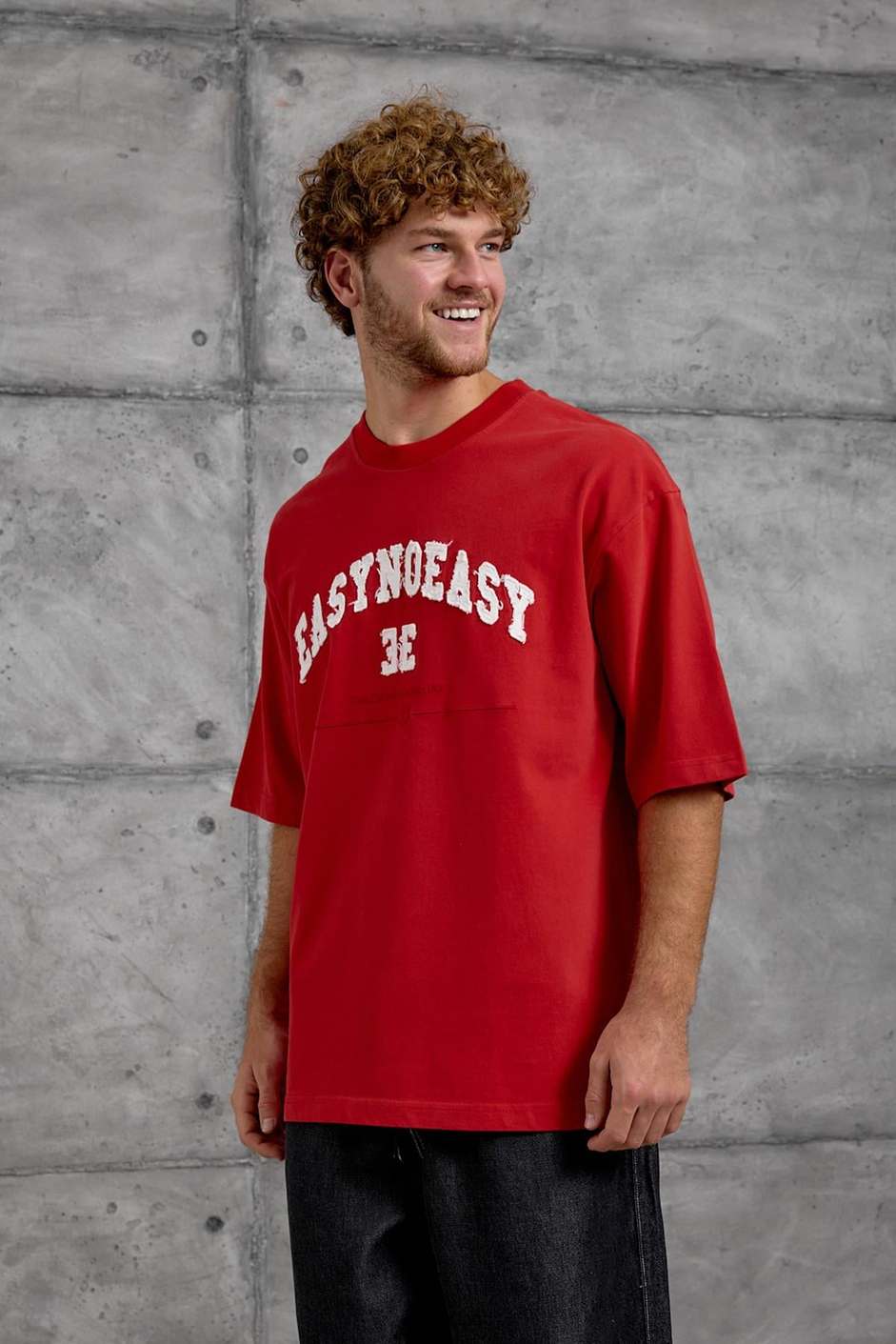 Kırmızı EASY BASKI OVERSIZE TSHIRT