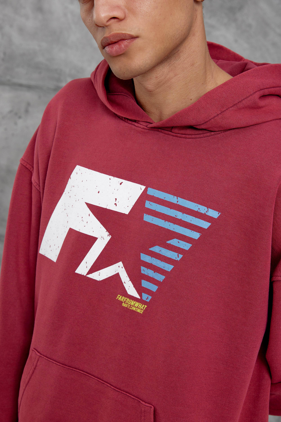 Kırmızı F1 BASKILI KAPÜŞONLU OVERSİZE SWEATSHİRT