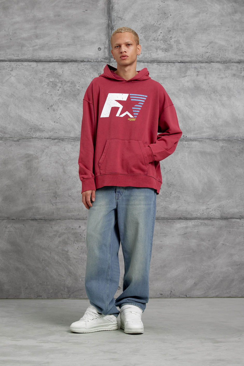 Kırmızı F1 BASKILI KAPÜŞONLU OVERSİZE SWEATSHİRT