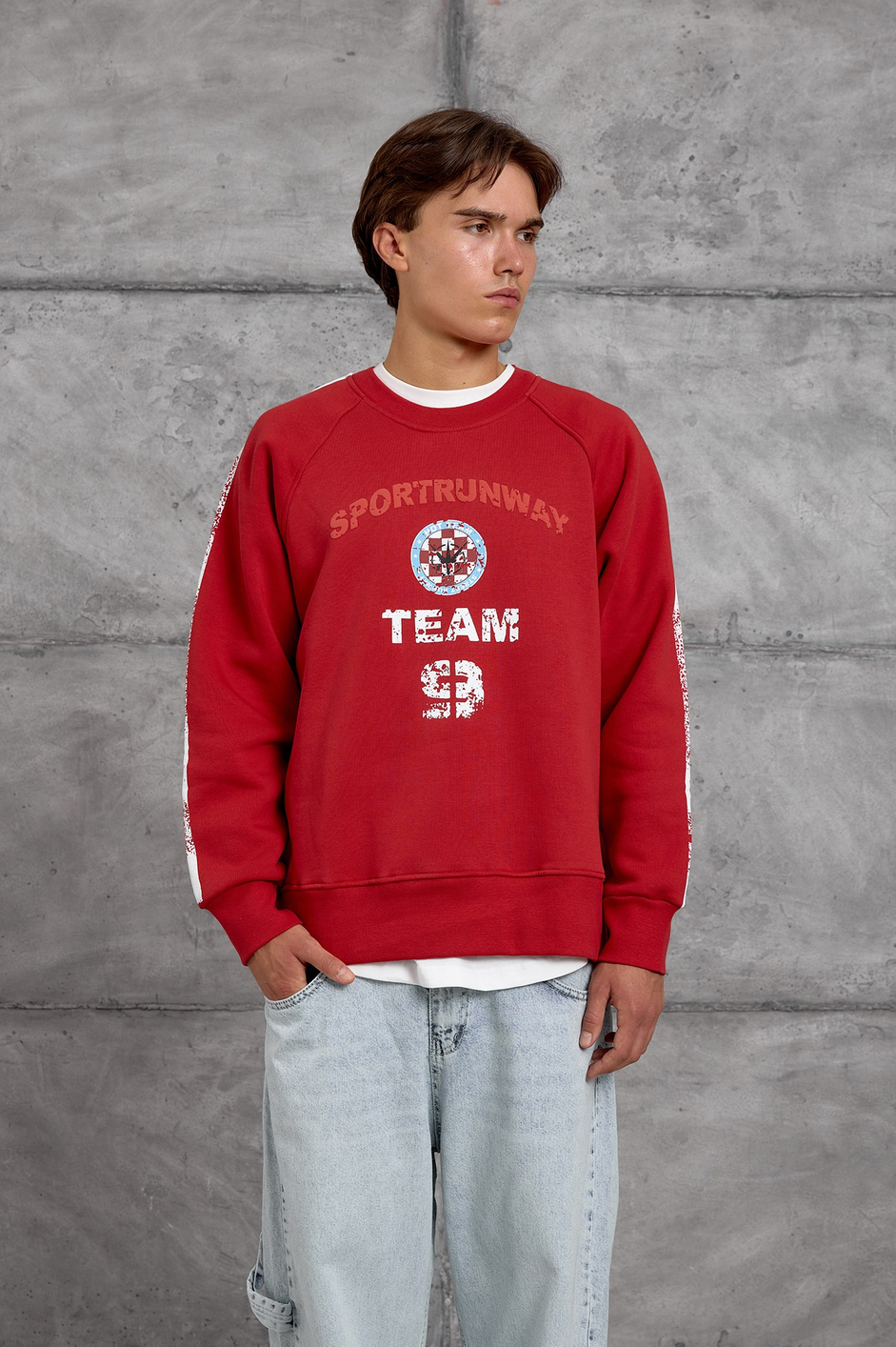 Kırmızı FIRÇA BOYALI SWEATSHIRT