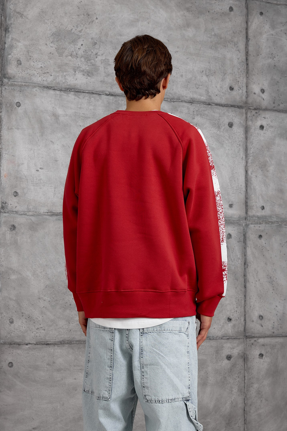Kırmızı FIRÇA BOYALI SWEATSHIRT