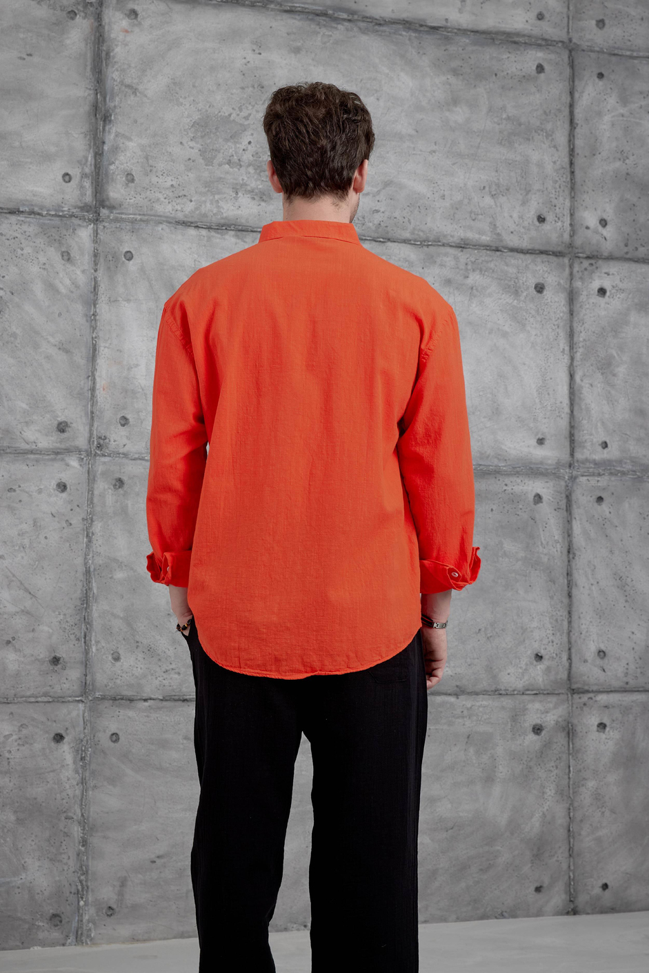 Kırmızı Gst Keten Oversize Gömlek