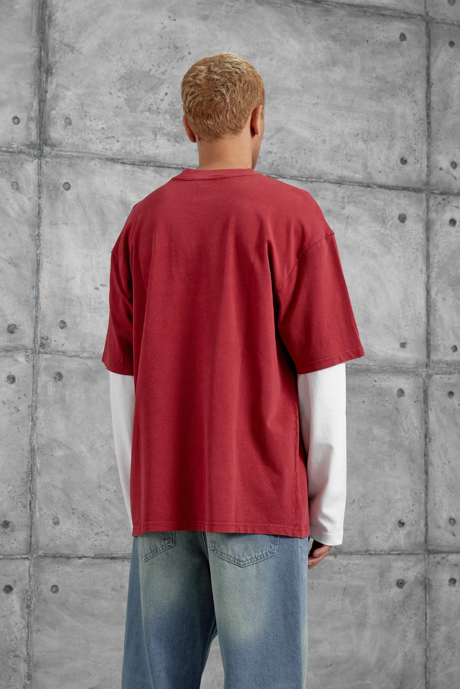 Kırmızı Nmrc Areswing Yazılı Oversize Parça Kollu Sweatshirt