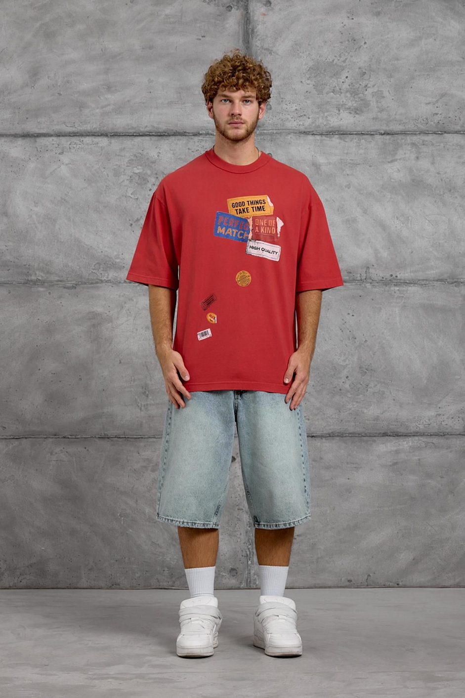 Kırmızı PERFECT MATCH BASKI OVERSIZE TSHIRT