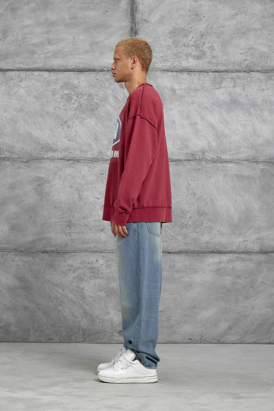 Kırmızı RAW BASKILI OVERSİZE SWEATSHIRT