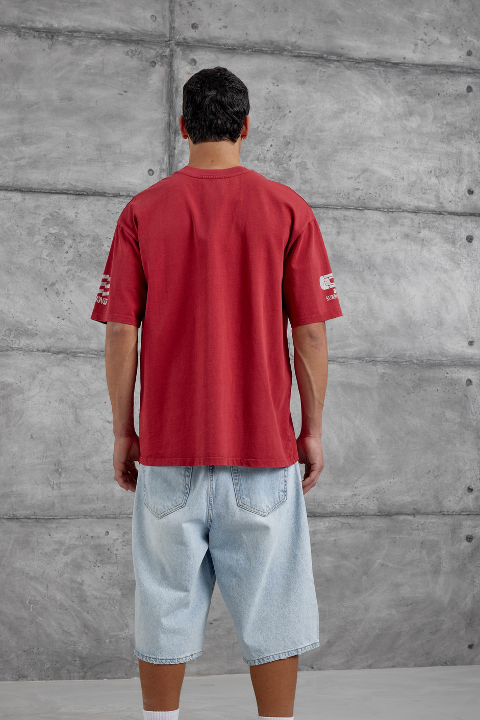 Kırmızı Remember Yazılı Yakımalı Oversize Tshirt