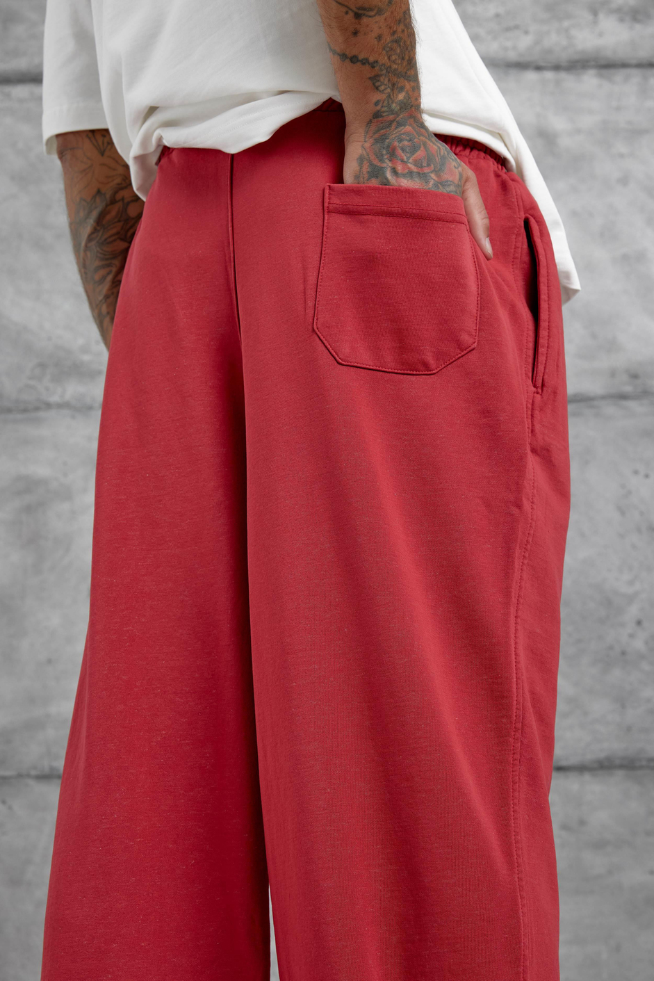 Kırmızı Yıkamalı Basic Baggy Eşofman