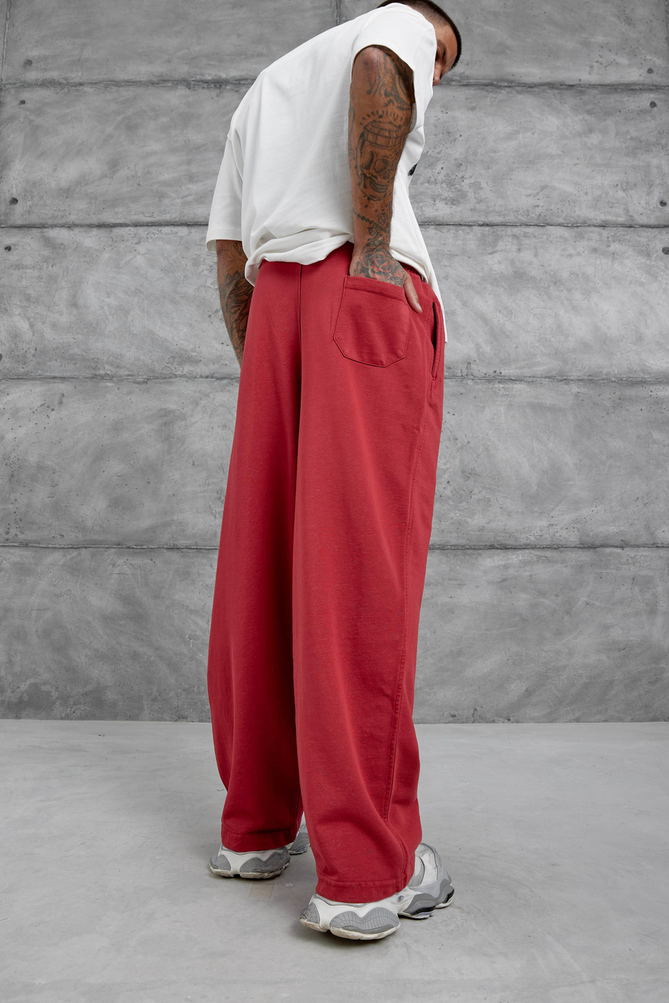 Kırmızı Yıkamalı Basic Baggy Eşofman
