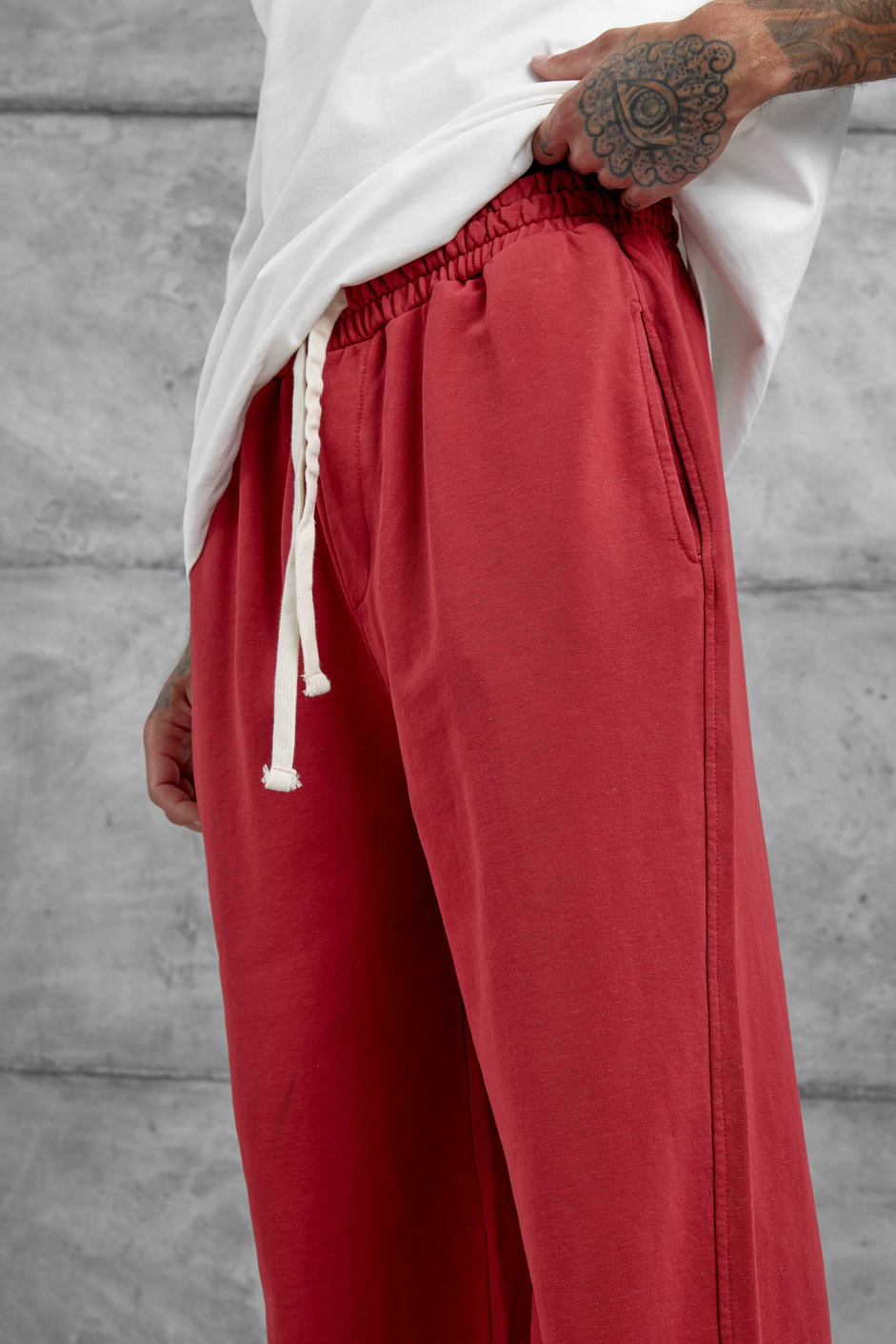 Kırmızı Yıkamalı Basic Baggy Eşofman
