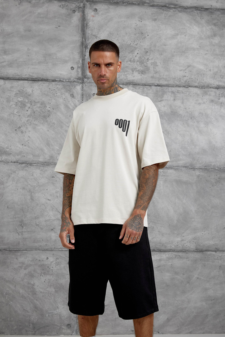 Krem 0001 Yazılı Oversize Tshirt