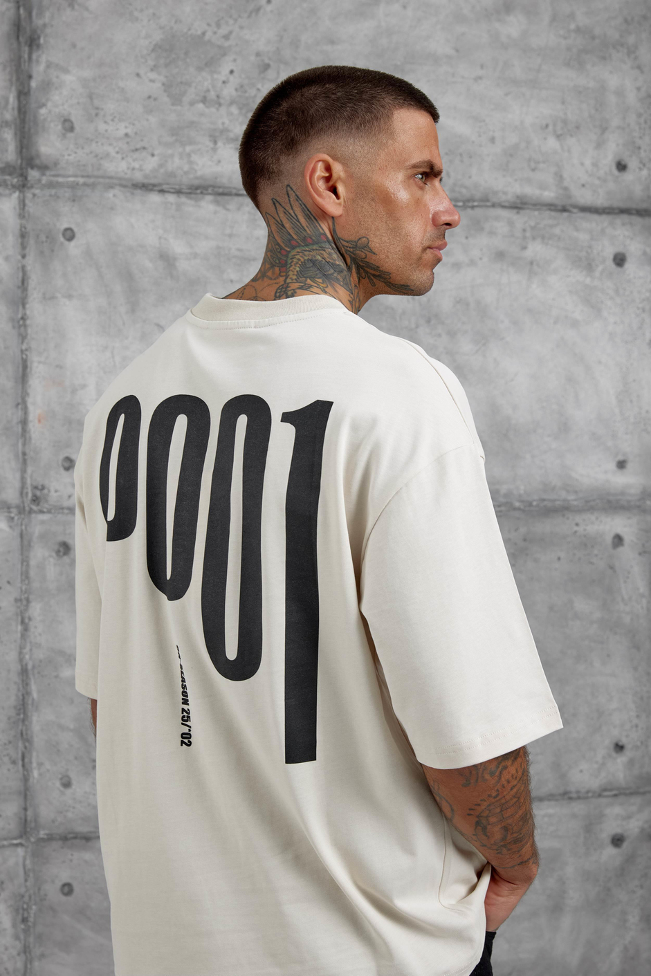 Krem 0001 Yazılı Oversize Tshirt