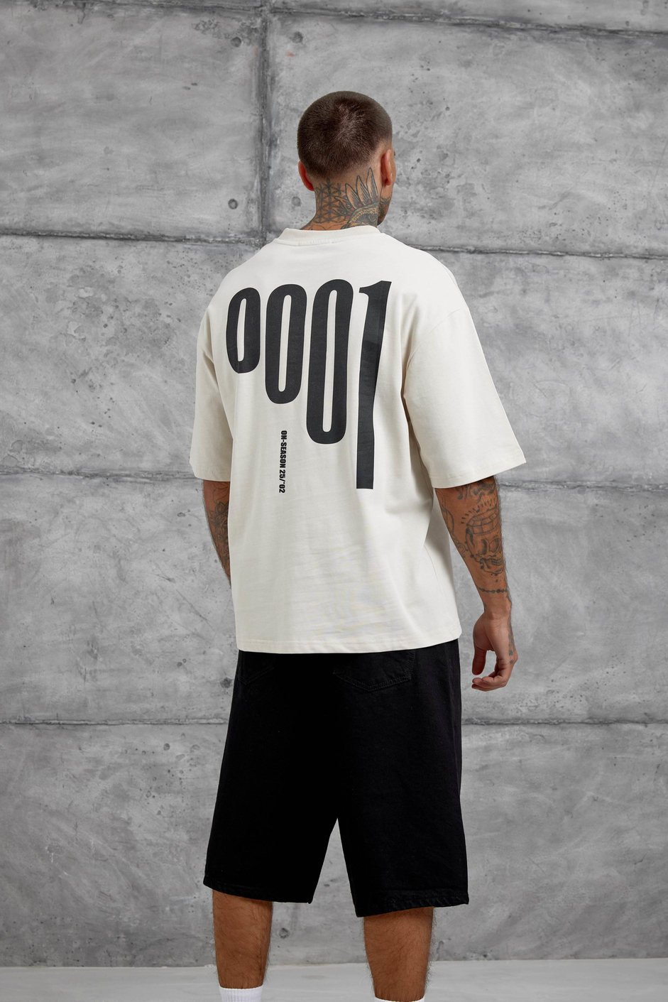 Krem 0001 Yazılı Oversize Tshirt