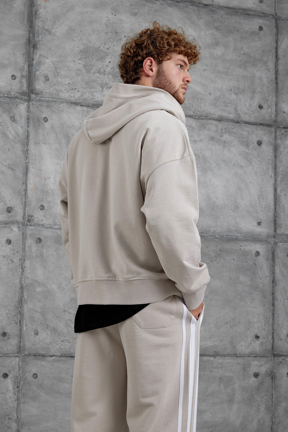 Krem 0909 Baskılı Oversize Eşofman Takımı
