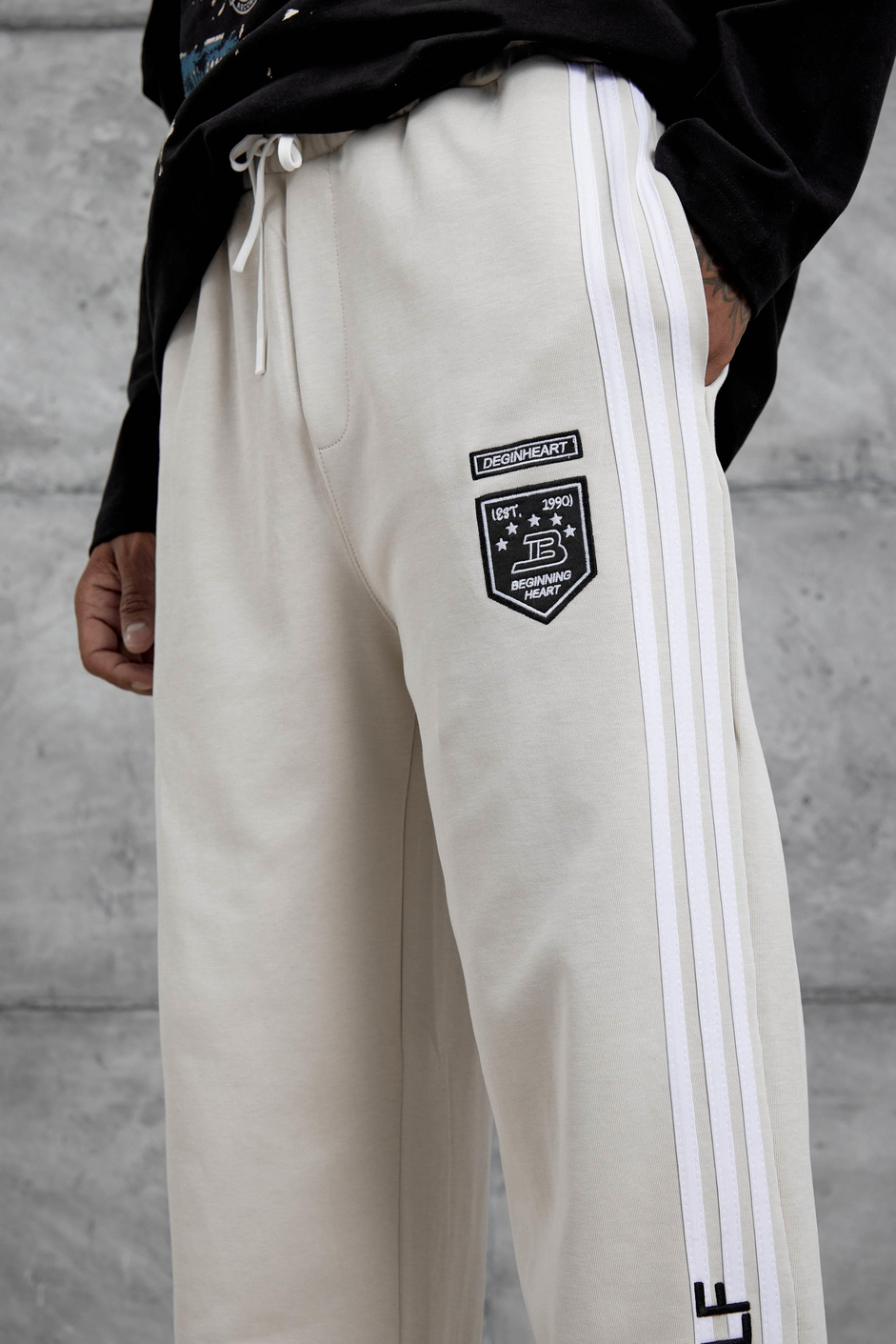 Krem 17.Yourself Yazılı Baggy Kalıp Eşofman Altı