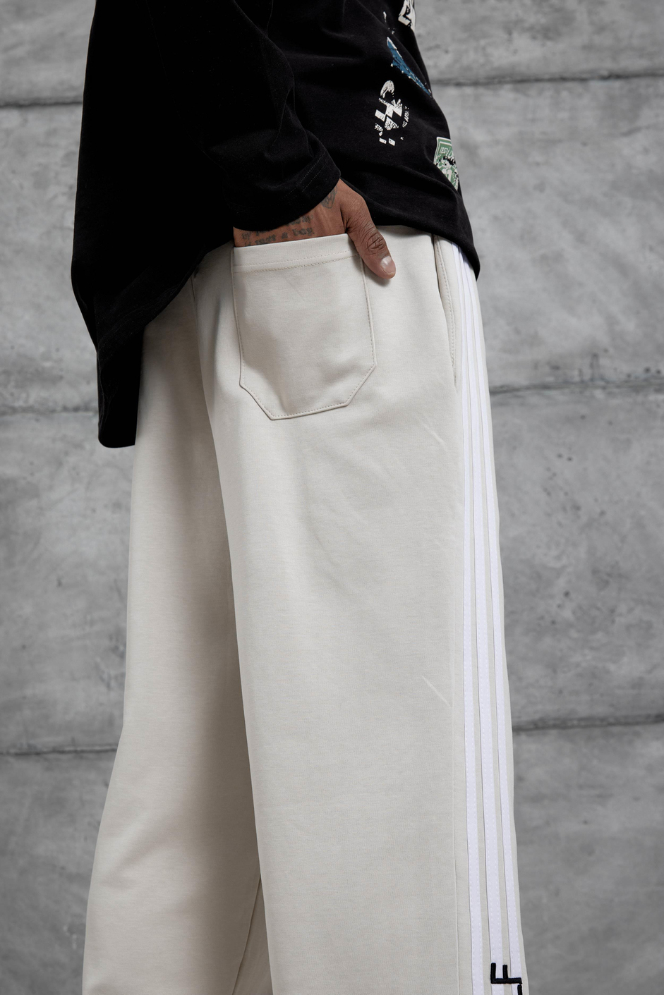 Krem 17.Yourself Yazılı Baggy Kalıp Eşofman Altı