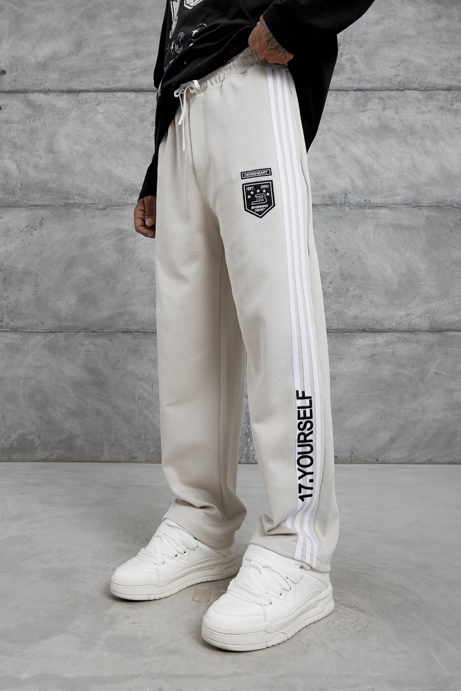 Krem 17.Yourself Yazılı Baggy Kalıp Eşofman Altı