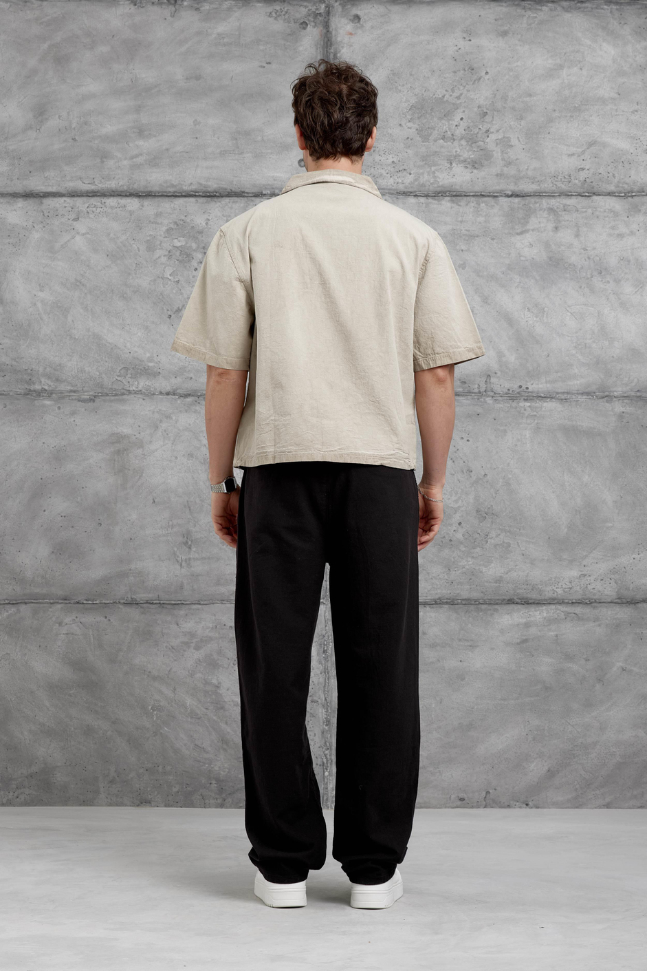 Krem 2 Cepli Yıkamalı Oversize Gömlek