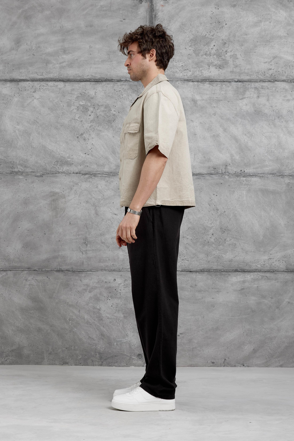 Krem 2 Cepli Yıkamalı Oversize Gömlek