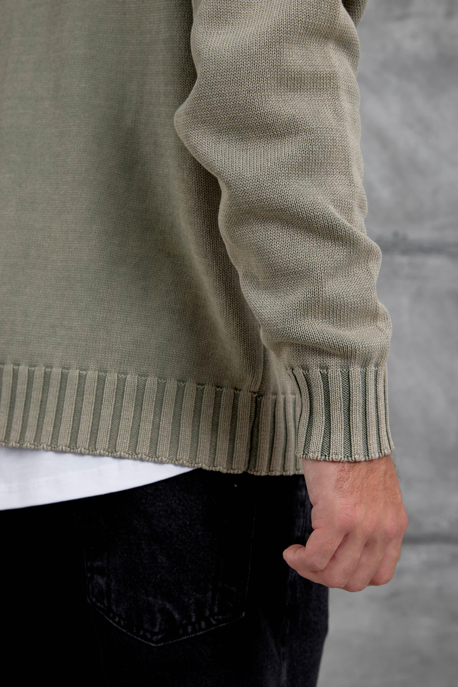 Krem 251 Oversize Yıkamalı Örme Triko