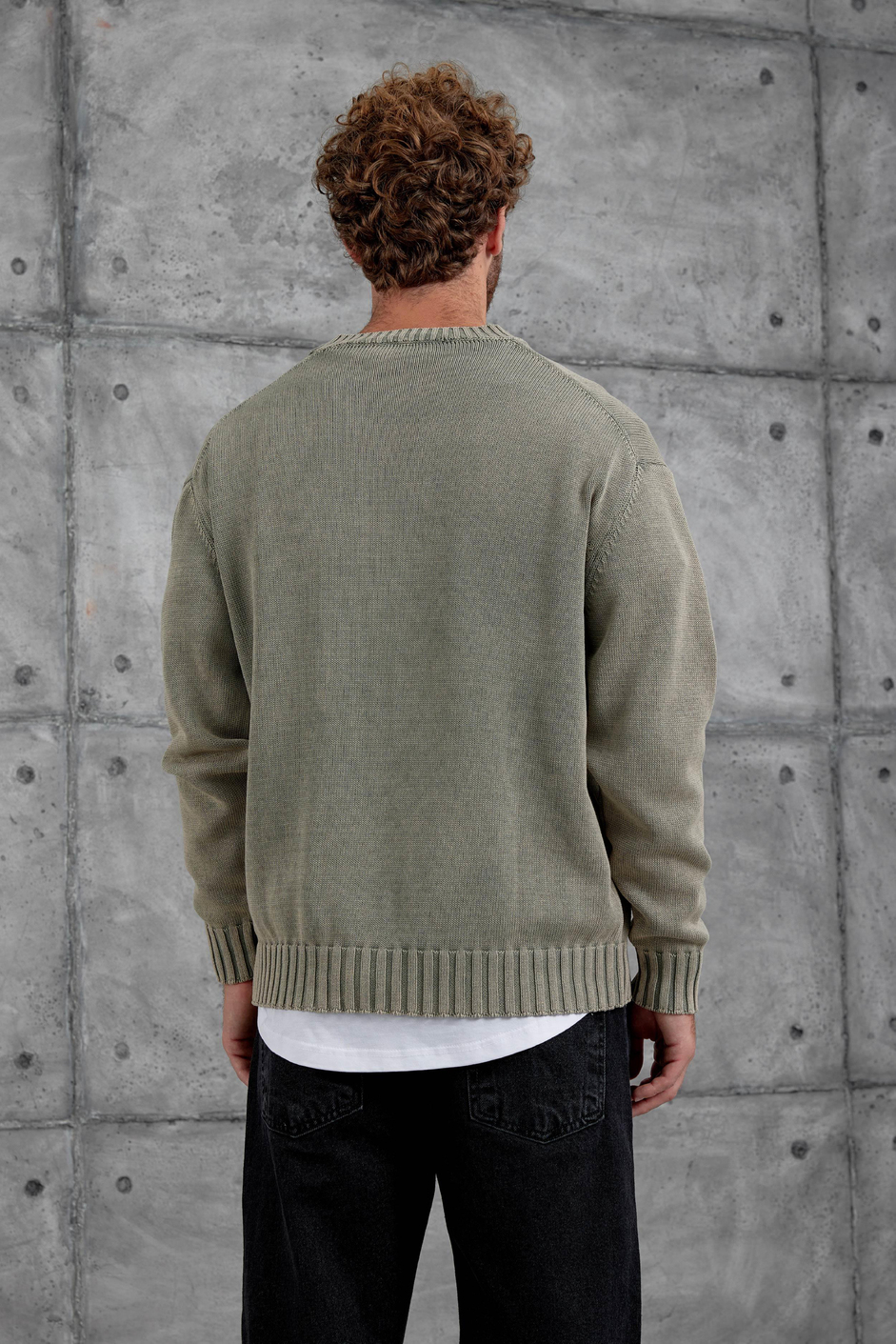 Krem 251 Oversize Yıkamalı Örme Triko
