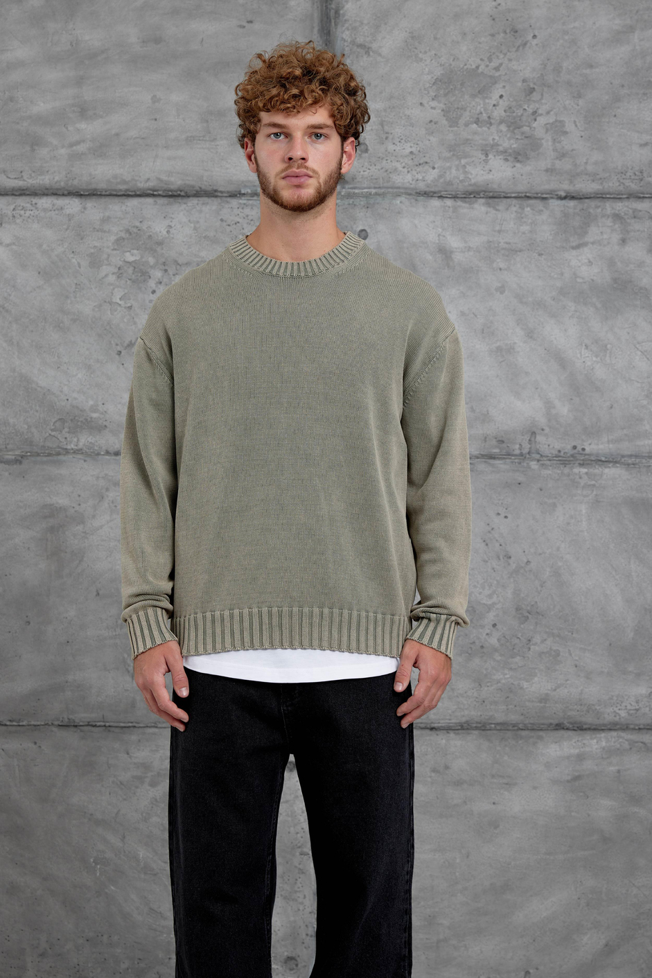 Krem 251 Oversize Yıkamalı Örme Triko