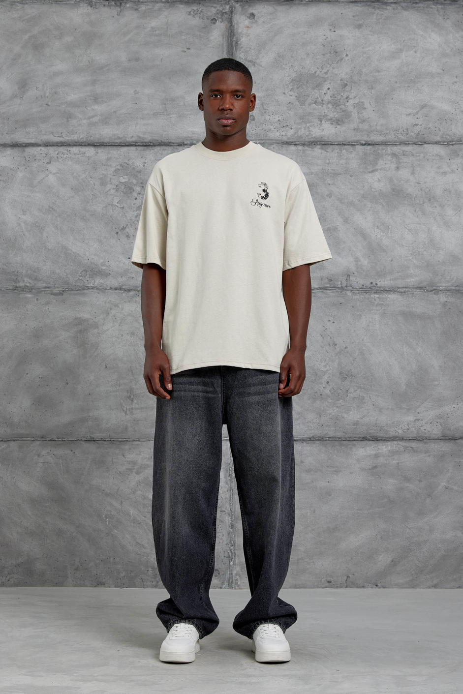 Krem 3 Ragecure Baskılı Oversize Tshirt