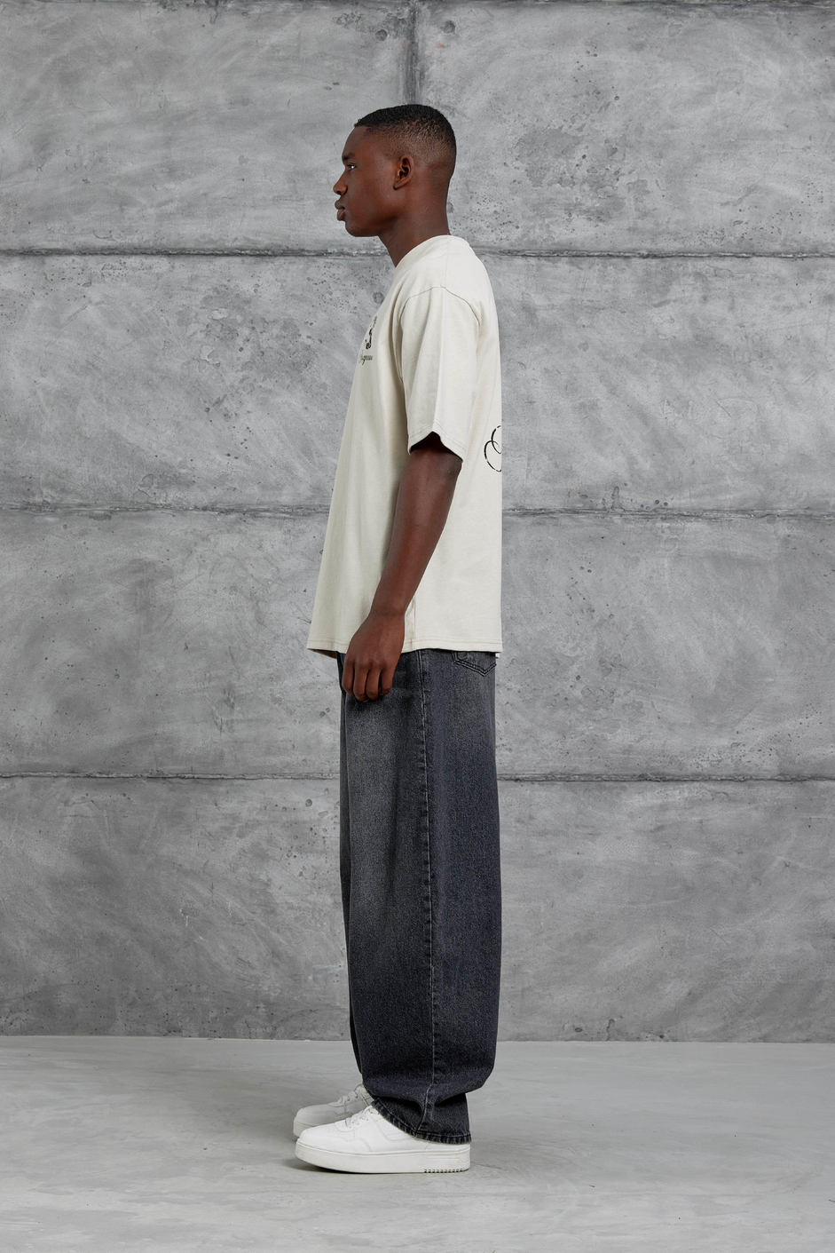 Krem 3 Ragecure Baskılı Oversize Tshirt