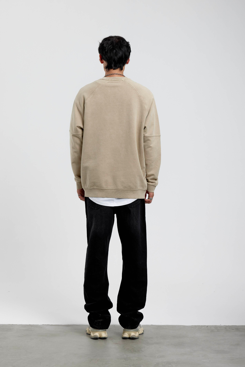Krem 96 Baskılı Bisiklet Yakalı Sweatshirt