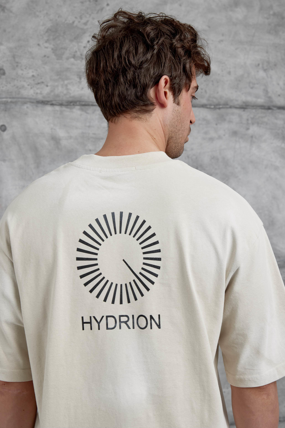 Krem Arka Hydrion Yazılı Oversize Tshirt