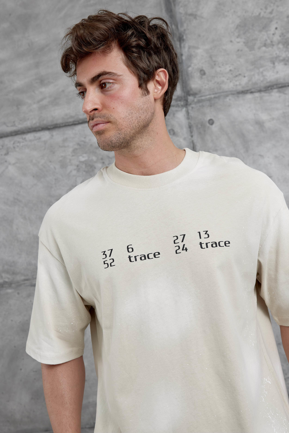 Krem Arka Hydrion Yazılı Oversize Tshirt