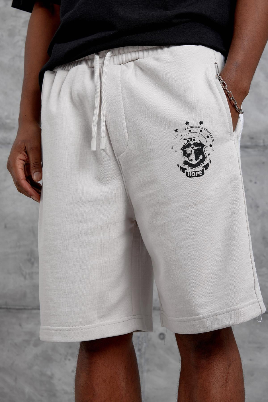 Krem ARMA BASKILI OVERSIZE SORT