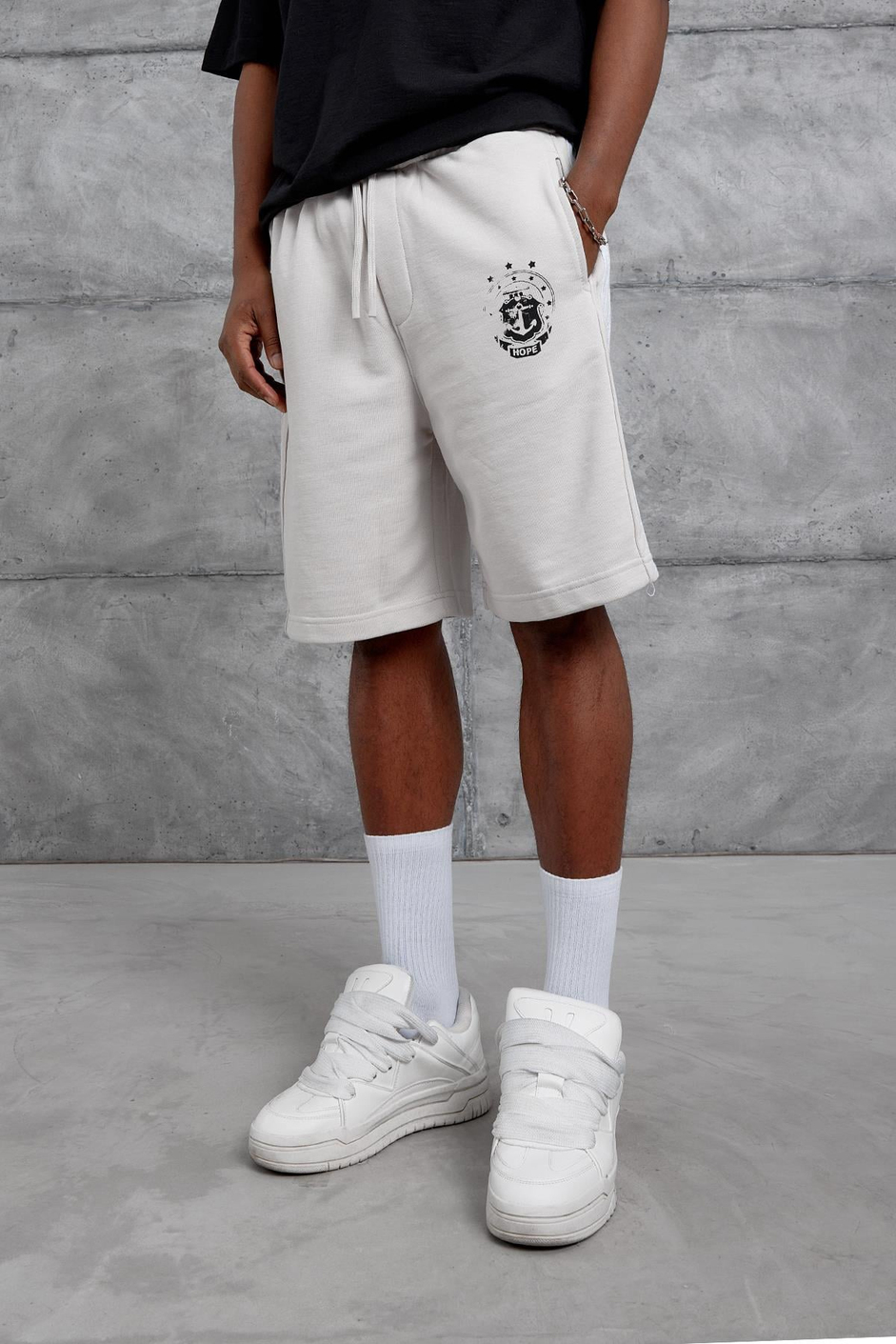 Krem ARMA BASKILI OVERSIZE SORT